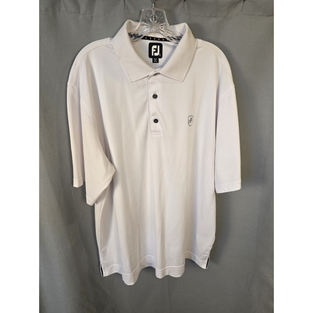 FootJoy Athletic Fit White Short Sleeve Golf Polo Shirt Men's Size XL Polyester